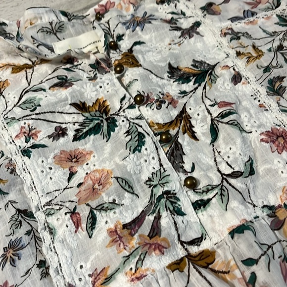 Anthropologie Genevra Lace Trim Peasant Blouse Size Small - Picture 7 of 13